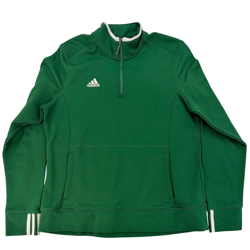 Adidas Quarter Zip Pullover XL Green Sporty Streetwear Retro Relaxed